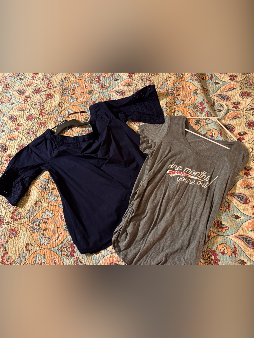 Motherhood Maternity shirts XL/ Off-Shoulder Top and baseball shirt